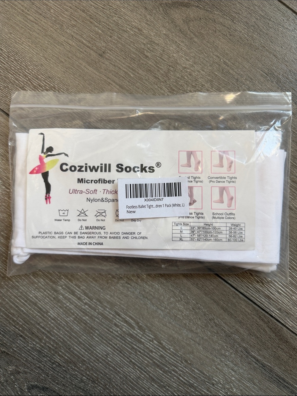 Coziwill Kids White Footless Ballet Tights - Microfiber Comfort